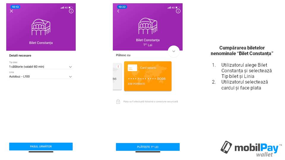 Plata titlurilor de cltorie RATC cu mobilPay Wallet